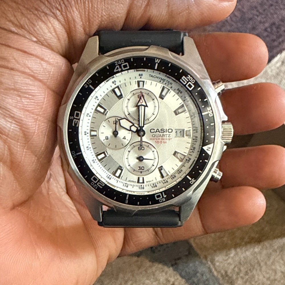 Casio Silver Chronograph with Black Accents
